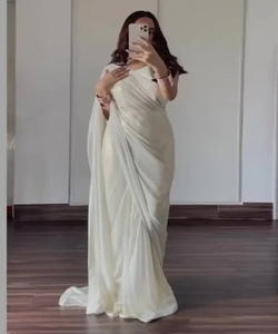 Sari Silk listo para usar fiesta India ropa de boda en precio al por mayor trabajo de bordado tradicional banarasi Khadi - Product Image 1