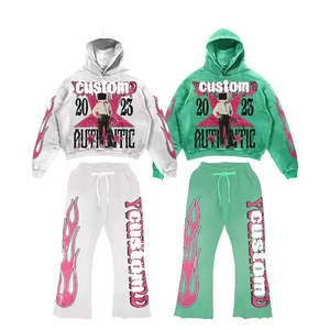 Trending Quality Clothing OEM Manufacturers Custom Logo Mens Hoodies Print Straight Vintage Streetwear Tracksuits - Product Image 6