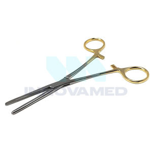 Hemostática con mandíbulas dentadas cruzadas, instrumento quirúrgico Manual reutilizable de acero inoxidable Premium Longitudinal con soporte en línea - Product Image 1