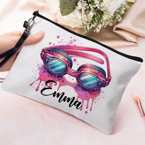 Bolsa de Cosméticos Personalizada para Gafas de Natación Rosas, de Lino y Malla, Estilo Moderno, con Dibujos Animados, Regalo para Amantes del Natación, para Entrenadores y Equipos - Product Image 3