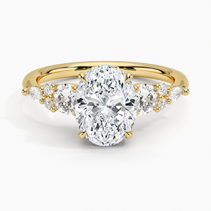 Bagues de fiançailles en diamant taille ovale, style Art Déco vintage, or jaune 14 carats, bagues de mariée tendance cette saison 2026 - Product Image 1