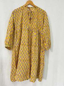 Ropa de novia Vestido de una pieza Túnica Top Mujeres Fancy Kurti Dama DE HONOR Traje Casual Kurta Vestido indio Algodón Vestido largo Impreso - Product Image 5