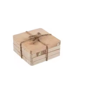 Pièce carrée en noyer noir de haute qualité et sous-verres en pierre de couleur foncée naturelle par l'artisanat du croissant - Product Image 1