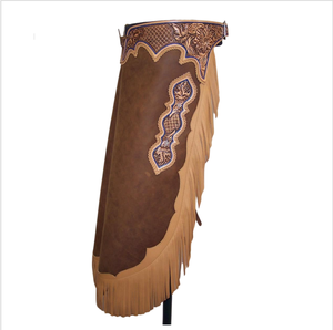 Premium Unisex Western <b>Leather</b> <b>Chaps</b> Custom Flora Tooled Design for Horse Riding Training and Competition - Product Image 4
