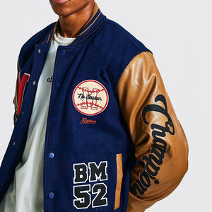 Veste universitaire personnalisée de haute qualité en chenille brodée de manches en cuir pour hommes pour l'hiver Style Letterman de baseball - Product Image 2