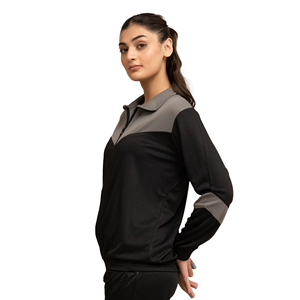 Women's Solid Hooded V-neck Logo Casual Sporty Breathable Fleece 100% Cotton Lightweight 2-in-1 Winter Tracksuit Side Pockets - Product Image 3