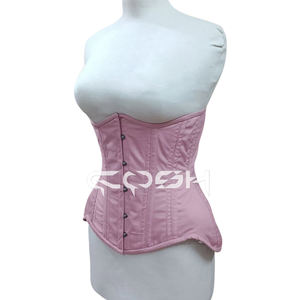 Durable Pink Cotton Waist Cincher Slimming Wear Underbust Steel <b>Boned</b> <b>Corset</b> | Duurzaam roze katoenen korset - Product Image 3