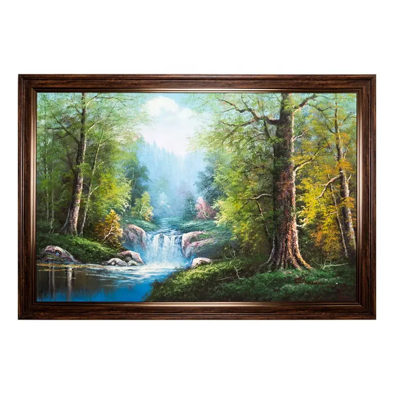 Top Grade Oil Painting Wall Art Decor Nice Design Artwork Landscape Moving Waterfall Oil Painting