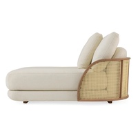 Chaise longue GETZ haut de gamme contemporaine capitonnée en bois massif, fauteuil de designer confortable, lit de repos de luxe pour villa de style farmhouse