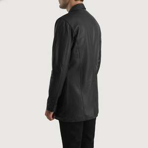 Blazer de piel de oveja semianilina negra Ray Cutler con forro acolchado de poliéster y cuatro bolsillos exteriores - Product Image 5