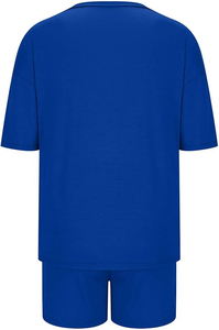 Femmes de haute qualité solide été mode 2 pièces ensemble décontracté respirant coton T-Shirt genou sport Shorts Options personnalisables - Product Image 4