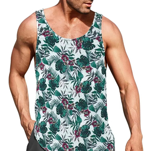Nueva camiseta sin mangas de verano para hombre, ropa de viaje clásica Hawaiana para exteriores para hombre, chaleco con estampado 3D de hoja de palma y cuello redondo de talla grande - Product Image 5