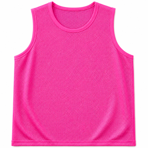 Blue Mesh Sleeveless Vest Crew Neck Breathable Sport Jersey Unisex Adult Regular Fit Solid Color All Seasons <b>Training</b> Gear - Product Image 2