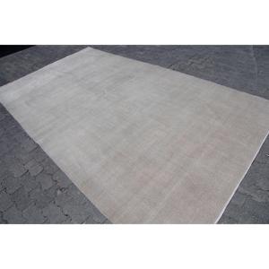 Tapis turc vintage surdimensionné 6,3x11,3 pieds, gris, à bords, design patchwork, en laine, latex, écologique, décoration intérieure - Product Image 2