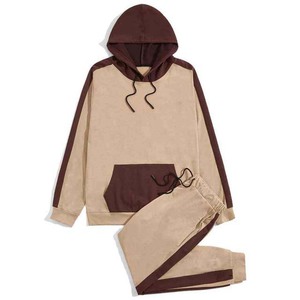 ชุดวอร์มผ้าฝ้ายของผู้ชายชุดเสื้อผ้า2ชิ้นมีฮู้ดและกางเกงขายาวชุดวิ่งชุดออกกำลังกายและจ๊อกกิ้งแบบลำลอง - Product Image 1