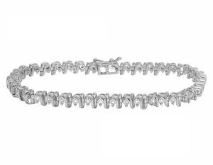 Pulsera moderna de eslabones de onda de diamante cultivado en laboratorio de oro blanco, joyería fina contemporánea de 10K - Product Image 1