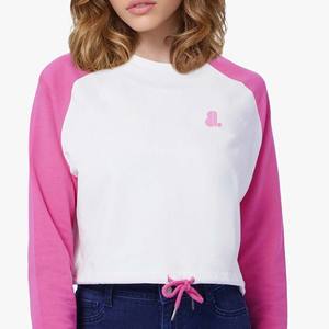 Sudadera de cuello redondo con bordado raglán para mujer, 300g, peso de tela, impresión Digital, mangas completas informales de invierno, servicio OEM - Product Image 6