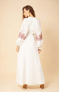 เดรสยาวปักสไตล์ยูเครนสำหรับผู้หญิงแม็กซี่แขนยาวสไตล์โบโฮแฟชั่นสไตล์โบฮีเมียนฤดูร้อนหรูหรา - Product Image 4