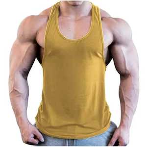 Logotipo personalizado al por mayor de los hombres de algodón espalda entrenamiento deportes gimnasio culturismo camisetas sin mangas - Product Image 1