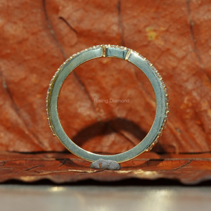 Anillo de compromiso minimalista de media eternidad con diamantes cultivados en laboratorio de 0.5 CTW, corte brillante, oro amarillo, regalo de aniversario, fiesta, IGI - Product Image 4