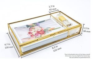 Photographer Boxes Boîte photo en verre 4x6 avec fente USB, boîte de preuve, boîte d'ombre, boîte à cartes, boîte à bijoux, boîte en verre doré - Product Image 5