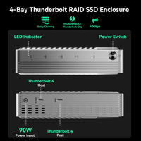 Boîtier SSD M.2 NVMe en aluminium 4 baies USB-C 40 Gbit/s, support externe 2230/42/60/80 M Key B&M Key, alimentation CC 12V75A, max 8 To