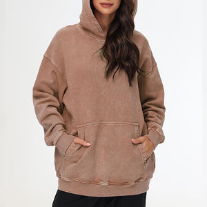 Sudadera con Capucha para Mujer, Diseño Nuevo, Lavado Ácido, Servicio OEM, Ropa Urbana, Sudadera con Capucha Lavada Ácido al por Mayor, Personalizada - Product Image 4