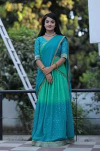 ÚLTIMO MODELO DE LEHENGA CHOLI EN COLOR CIELO ESTILOSO, TELA GEORGETTE SUAVE CON RICHO TRABAJO DE LAMINA, CON DUPATTA PARA FIESTA - Product Image 2