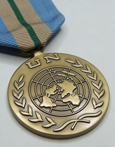 UN Peacekeeping Service Medal | Custom Metal Commemorative Medal with <b>Ribbon</b> | "In the Service of Peace" Souvenir Badge - Product Image 3