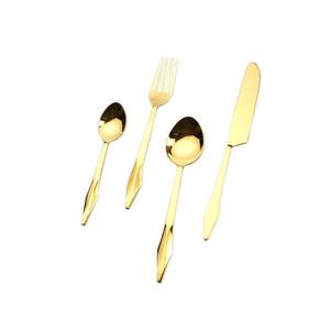 Cubiertos de acero inoxidable con acabado Chapado en Color dorado y mango de diseñador, cubiertos aptos para lavavajillas para uso doméstico en bodas, Juego de 4 Uds. - Product Image 1