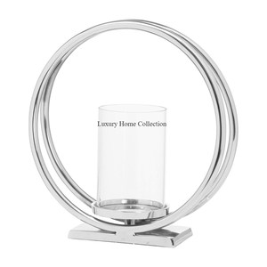 Bougeoir Royal Look en métal et verre Lot de 3 accessoires pour bougies et éclairs votifs Fournitures d'un fournisseur indien - Product Image 2