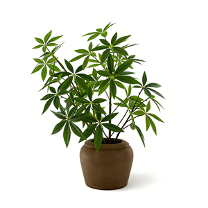 Glücksbaum Künstliche Pflanze Faux Pachira im Keramiktopf mit Dekorativem Boden Wohlstands-Heimdekoration - Product Image 1