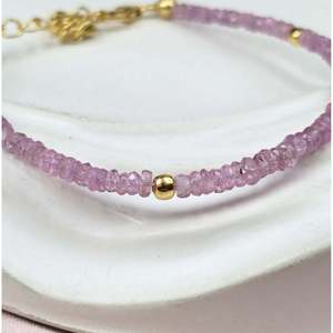 18K Gold Filled Pink Sapphire Fashion Charm <b>Bracelet</b> - Product Image 3