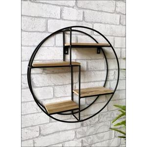 ชั้นวางติดผนังโลหะหรูหราพร้อมของโบราณสำหรับภายในชนบทสีดำเคลือบผงสำเร็จรูปดีไซน์ทรงกลมชั้นวางติดผนังโลหะ - Product Image 5
