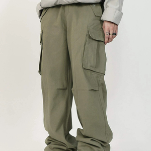 Pantalones Cargo personalizados para hombre, pantalones holgados de sarga de algodón con múltiples bolsillos, ropa de calle de pierna recta, pantalones utilitarios informales, ropa de trabajo al por mayor - Product Image 5