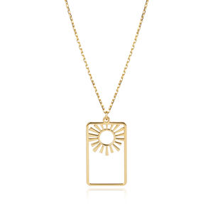 Collar con Colgante de Circonita en Forma de Sol Radiante, Diseño Moderno, Hecho a Mano en Turquía, para Boda o Compromiso, Plata de Ley 925 - Product Image 4