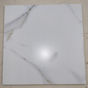 Carreaux de sol en porcelaine émaillée finition mate 60x60 cm, aspect marbre blanc, revêtement de sol et de mur haut de gamme - Product Image 2