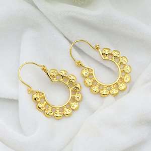 Pendientes de Aro de Latón con Múltiples Calaveras, Estilo Nuevo y Popular, Chapados en Oro de 18k, Estilo Punk, Biker, Vintage, Gótico, Calavera Guerrera, Venta al por Mayor para Mujer - Product Image 3