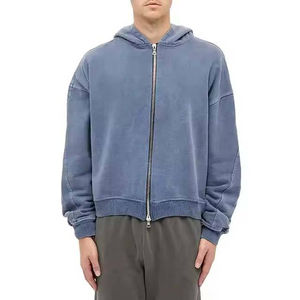 New Professional <b>Men</b> Customization Zipper <b>Hoodies</b> Acid Washed Drop Shoulder Breathable Design Blank <b>Plain</b> Zipper <b>Hoodies</b> <b>For</b> <b>Men</b> - Product Image 1