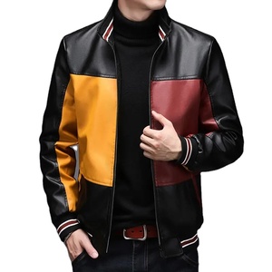 Chaqueta de cuero Bomber de alta calidad para hombre con logotipo personalizado 2024, chaqueta de lona elegante con cuello levantado - Product Image 1