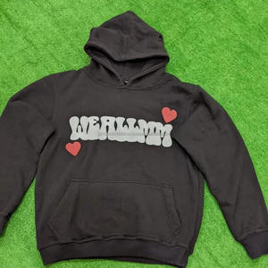 เสื้อฮู้ดสีดำสำหรับผู้ชายผ้าคอตตอนปักลาย500gsm 100% สำหรับฤดูหนาวกำหนดโลโก้ได้เอง - Product Image 3