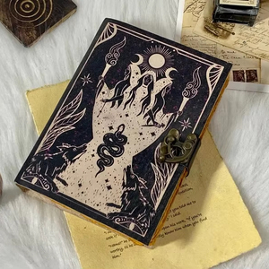 Blank Spell Book of <b>Shadows</b> Handmade Leather Journal Grimoire Journal with Deckle Edge Paper Gifts for Men and Women - Product Image 5
