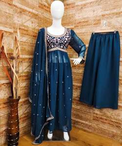 ชุดงานปาร์ตี้ออกแบบสวยงามมากผ้าไหมผ้าไหมผ้าจอร์เจียสำหรับผู้หญิงอินเดียเย็บสำเร็จรูปสำหรับผู้หญิงขายส่ง - Product Image 6