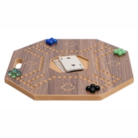 Grand jeu de société Jackaroo en bois de luxe, jeu de société Jackaroo octogonal pliable pour 4 joueurs avec billes et cartes, jeu de stratégie de table