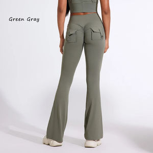 กางเกงฮิปฮอปเอวสูงของผู้หญิงกางเกงออกกำลังกายยิมแห้งเร็วมีกระเป๋าสำหรับวิ่งและออกกำลังกายกางเกงทรงกระดิ่งสไตล์โยคะ - Product Image 6