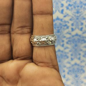 Bague artisanale bohème en argent 925 bijoux de mariage réglables avec incrustation de perles de diamant de conception de tortue pour les fêtes - Product Image 2