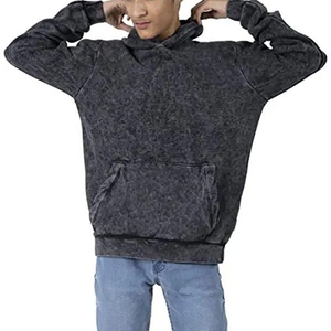 Sweats à capuche délavés à l'acide poids lourd 360 Gsm Logo personnalisé hommes en détresse surdimensionné blanc gris foncé 100% coton imperméable - Product Image 2