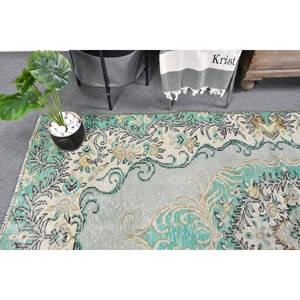 Tapis en laine Patchwork Beige vert classique 4.9X8.7 pieds Design Aubusson turc pour salon chevet couloir Latex Rectangle - Product Image 2