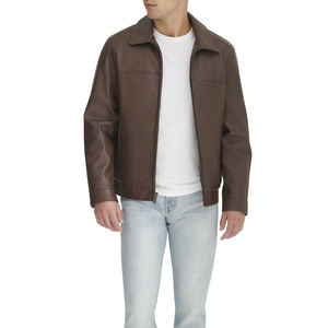 Veste en cuir de vache véritable pour homme, nouvelle mode d'hiver, vente chaude, imperméable, écologique, décontractée, chauffée, col en V, logo sur le devant - Product Image 3