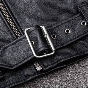 แจ็กเก็ตสไตล์สตรีทหนังแท้เนื้อบางยาวเคลือบสำหรับผู้ชายและ100% - Product Image 6